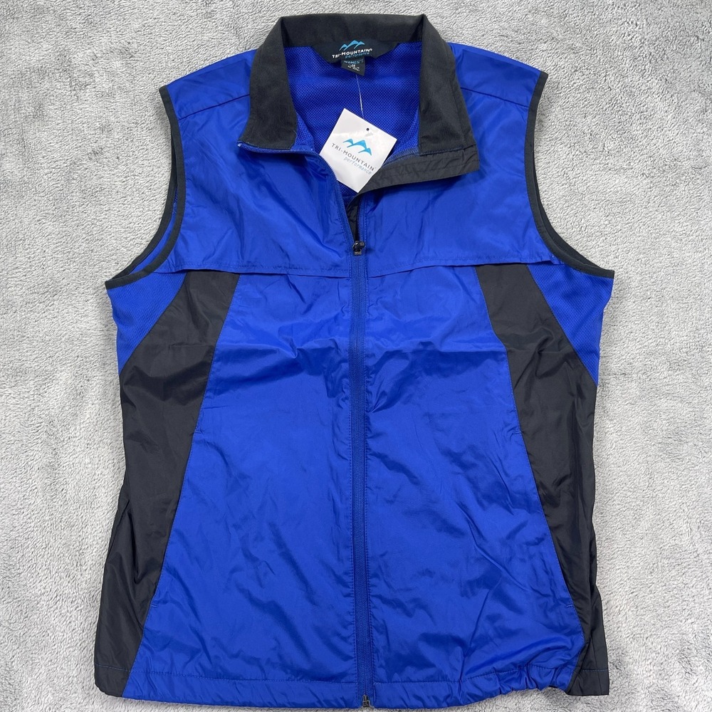 Tri-Mountain Performance Vest Womens M Blue Full Zip Colorblock Mesh Lining